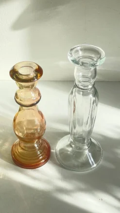 Paire de BOUGEOIRS Verre TRANSPARENT