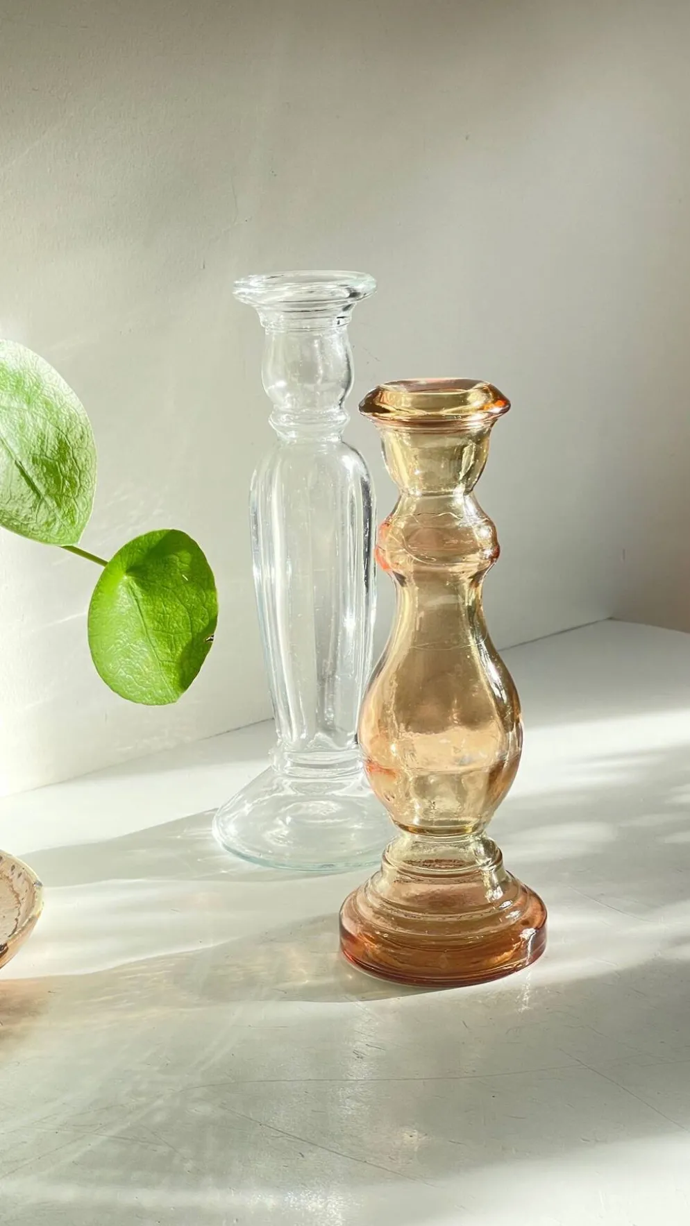 Paire de BOUGEOIRS Verre TRANSPARENT