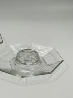 Paire de bougeoirs vintage Art déco octogonaux en verre
