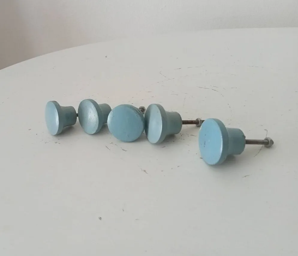 Paire de boutons de meubles vintage en bois