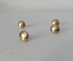 Paire de boutons "lentilles" poignées de meuble vintage en laiton doré