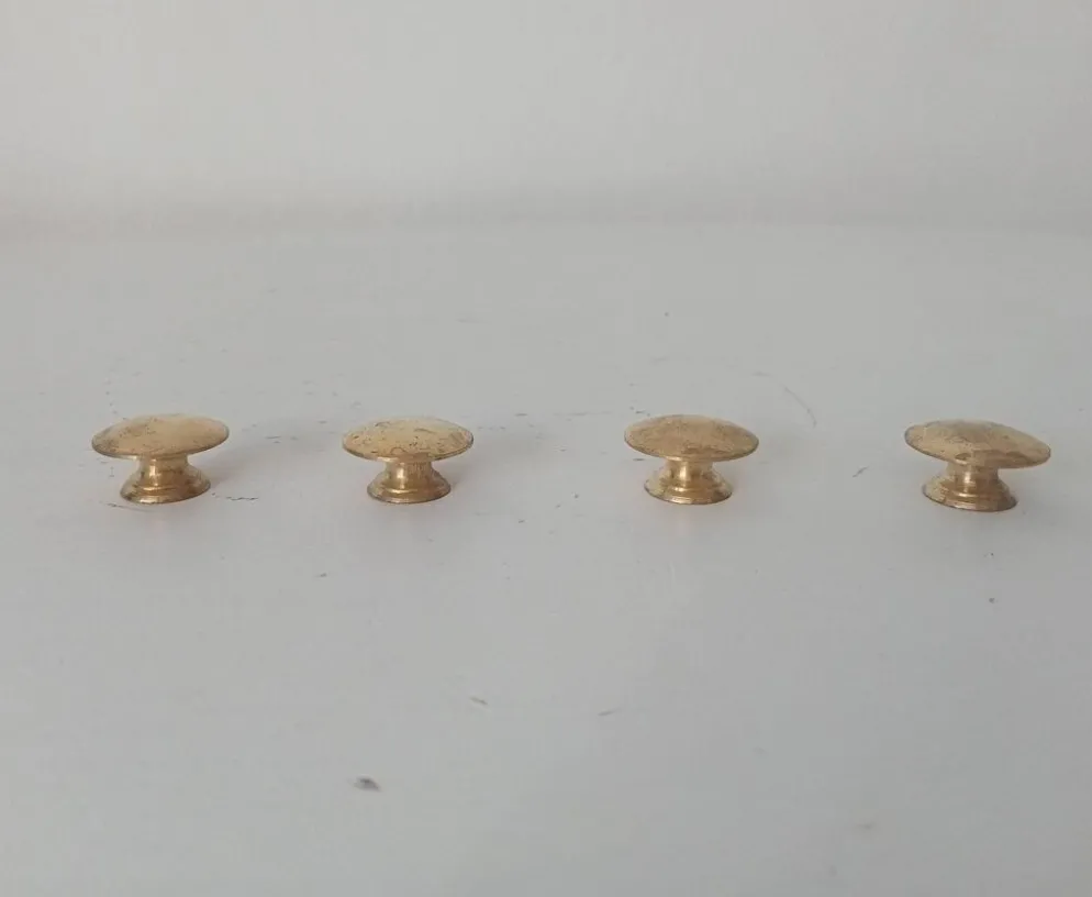 Paire de boutons "lentilles" poignées de meuble vintage en laiton doré