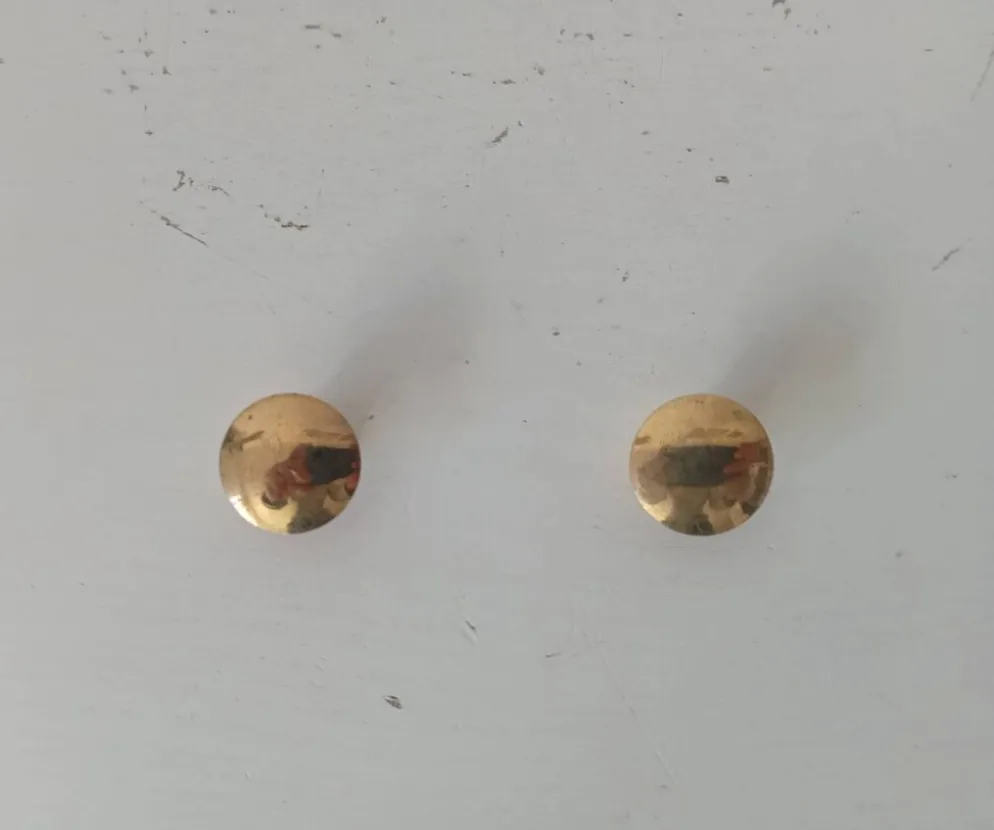 Paire de boutons "lentilles" poignées de meuble vintage en laiton doré