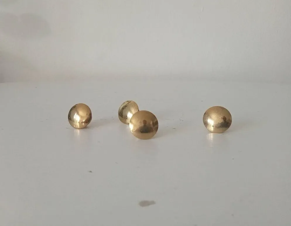 Paire de boutons "lentilles" poignées de meuble vintage en laiton doré