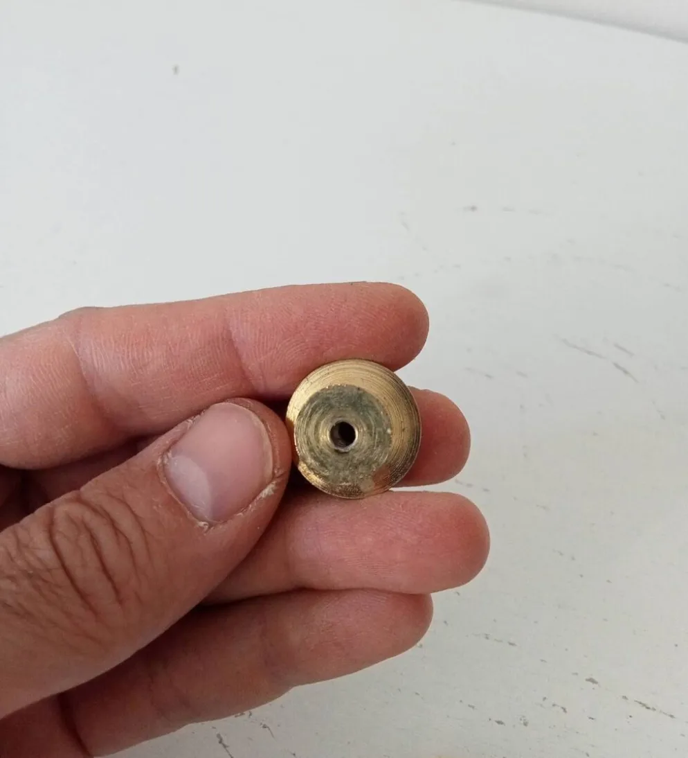 Paire de boutons "lentilles" poignées de meuble vintage en laiton doré