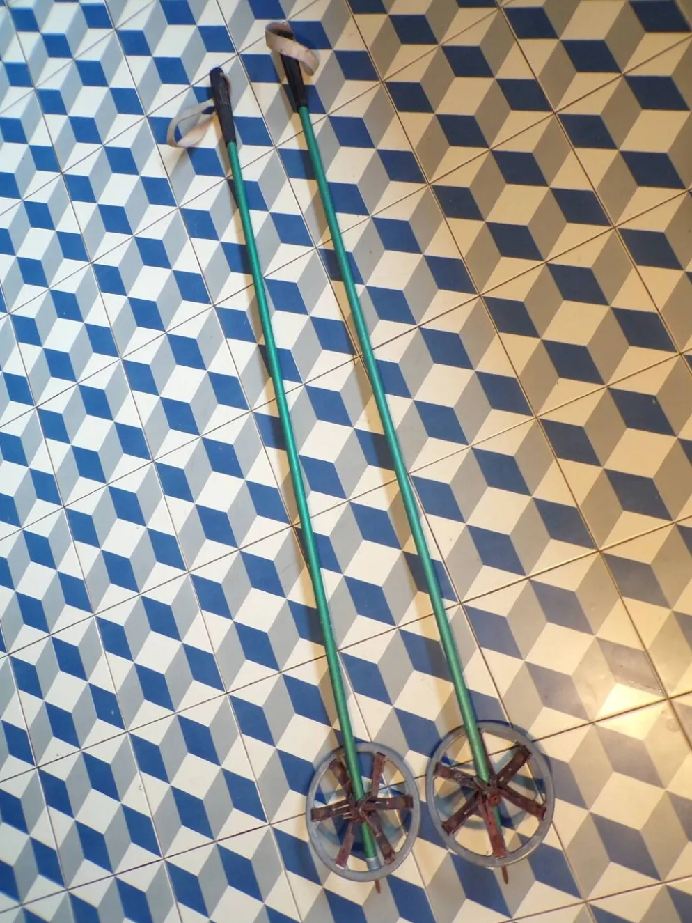 Paire de bâtons de ski anciens