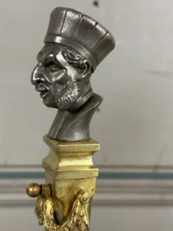 Paire de bustes d’Abyssins en nickel sur gaines en bronze doré et marbre, XIXème siècle