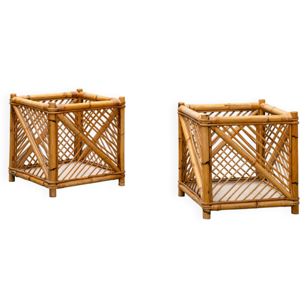 Paire de cache-pots, panières en rotin Vivai Del Sud, 1970