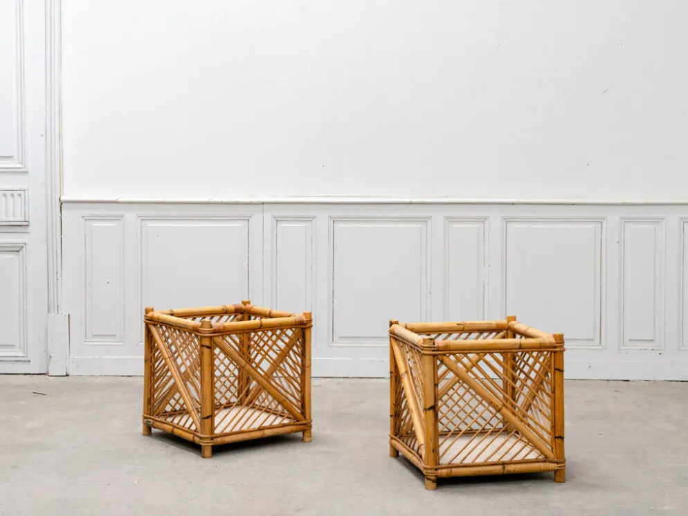 Paire de cache-pots, panières en rotin Vivai Del Sud, 1970