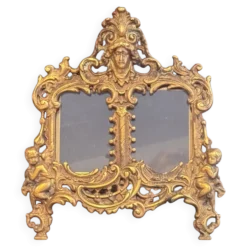 Paire de cadres en laiton doré rococo, cadres décoratifs antiques pour mur et table