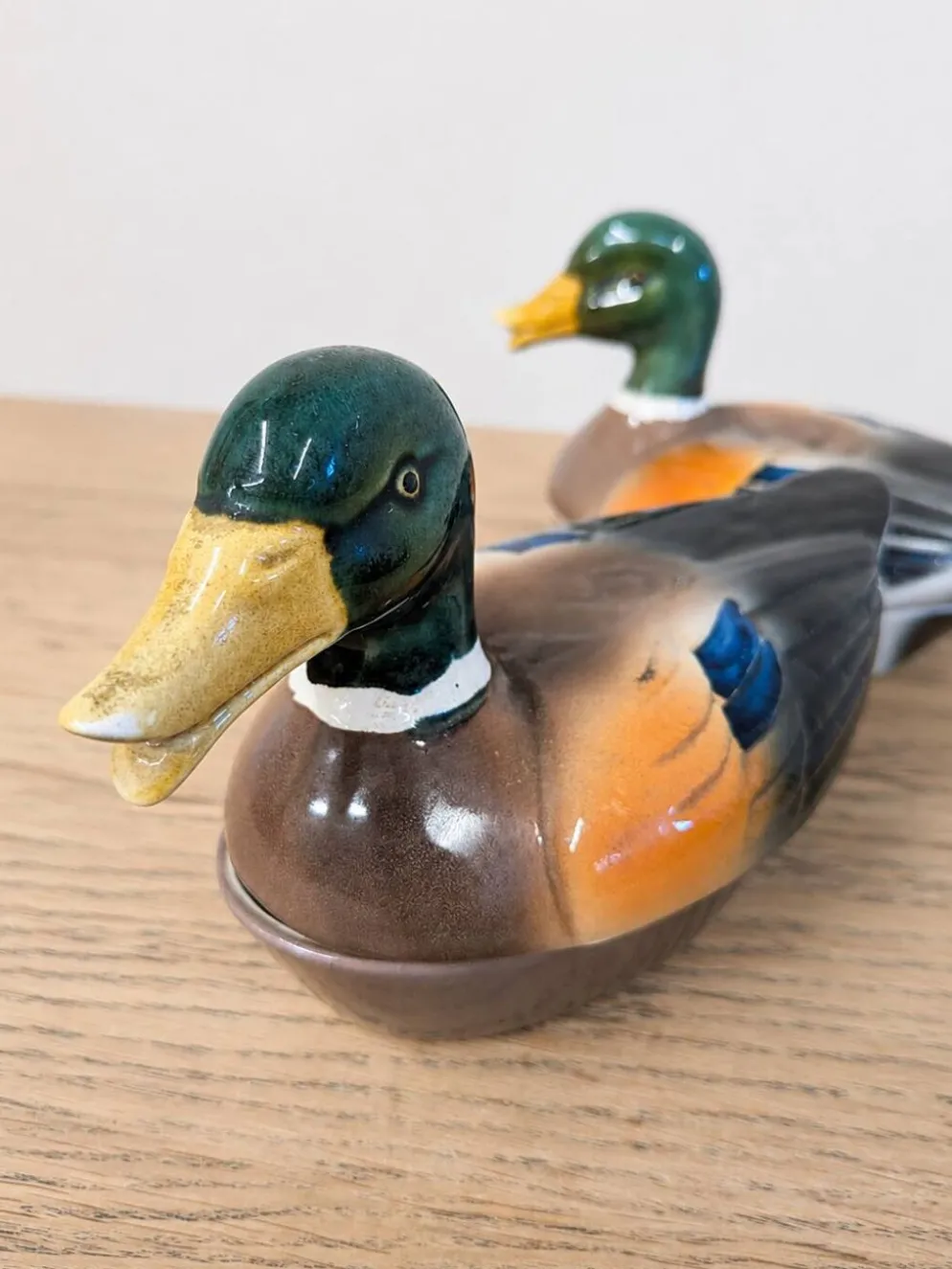 Paire de canards vintage en faïence Michel Caugant