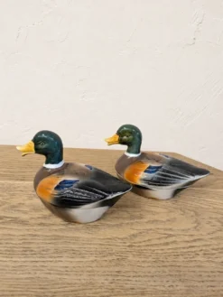 Paire de canards vintage en faïence Michel Caugant