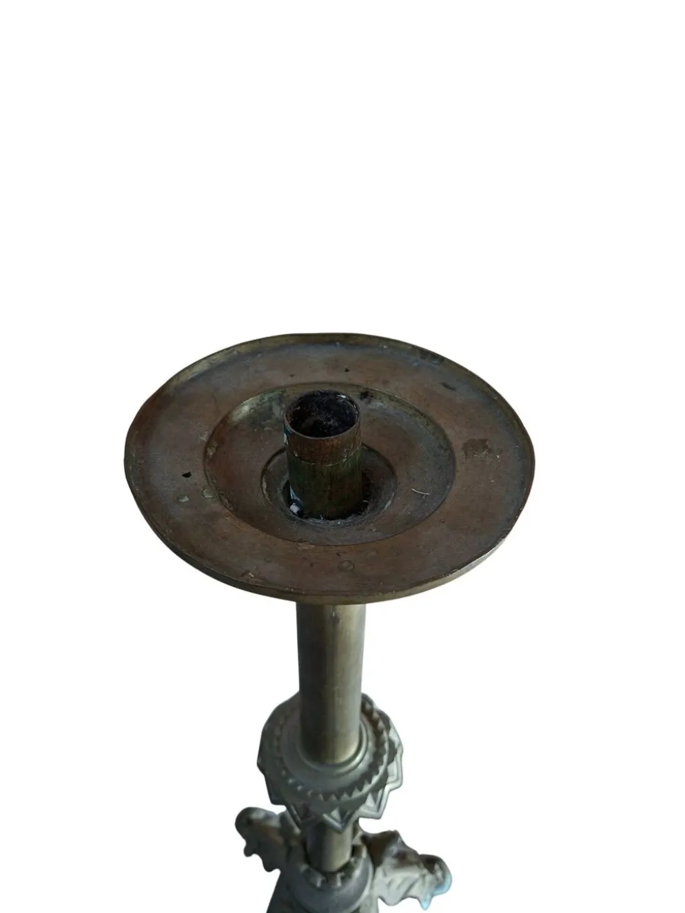 Paire de candélabres d'autel anciens en BRONZE style néogothique H 60 cm