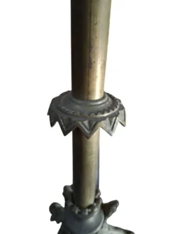 Paire de candélabres d'autel anciens en BRONZE style néogothique H 60 cm