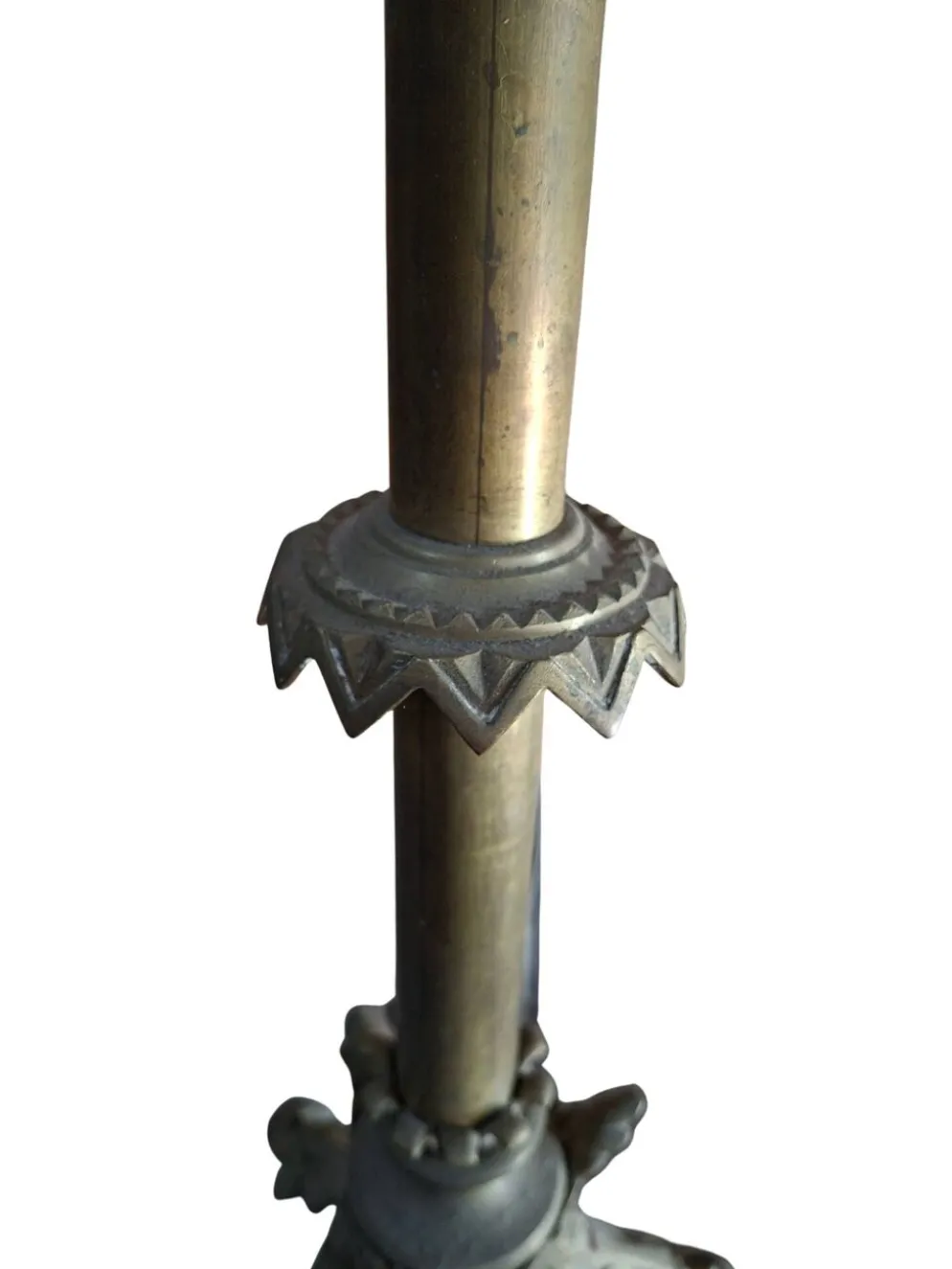 Paire de candélabres d'autel anciens en BRONZE style néogothique H 60 cm