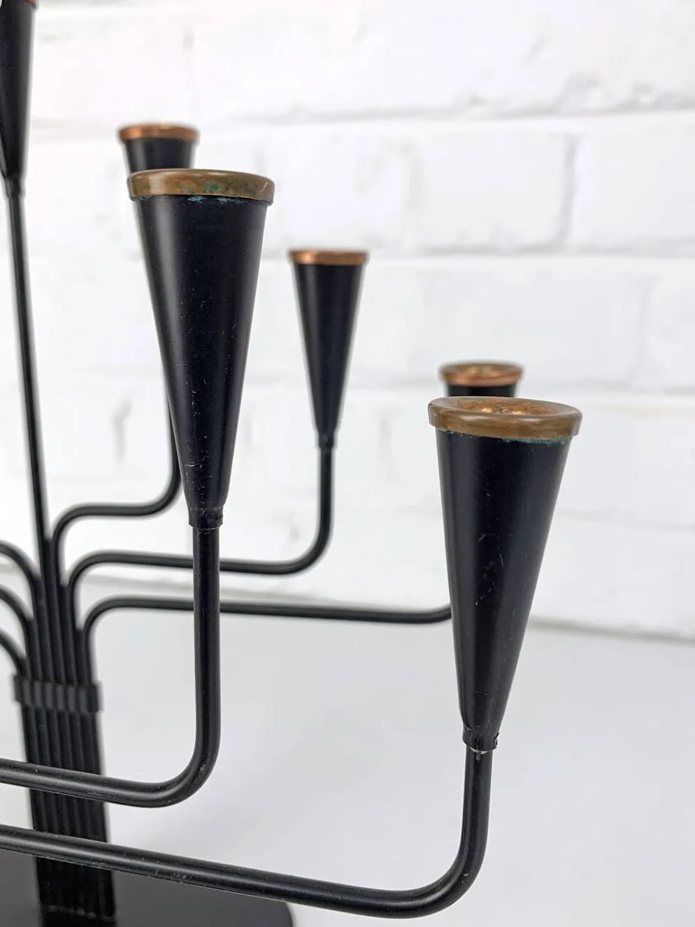 Paire de candélabres Gunnar Ander pour Ystad Metall, Suède, années 50