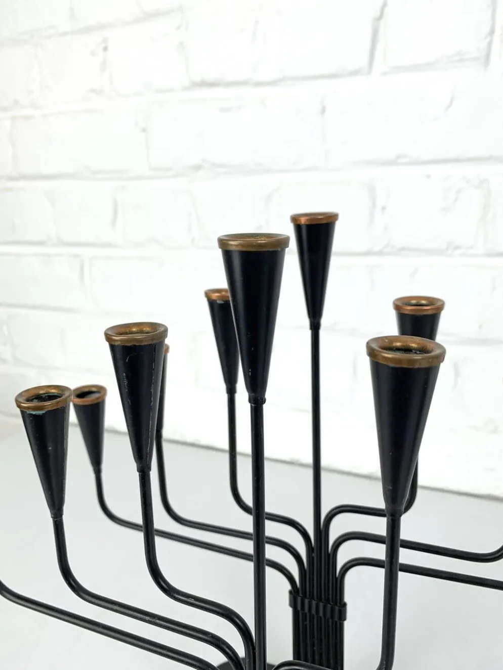 Paire de candélabres Gunnar Ander pour Ystad Metall, Suède, années 50