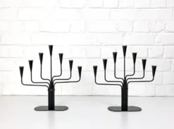 Paire de candélabres Gunnar Ander pour Ystad Metall, Suède, années 50