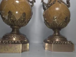Paire de Cassolettes XIXe Napoléon III en marbre et bronze
