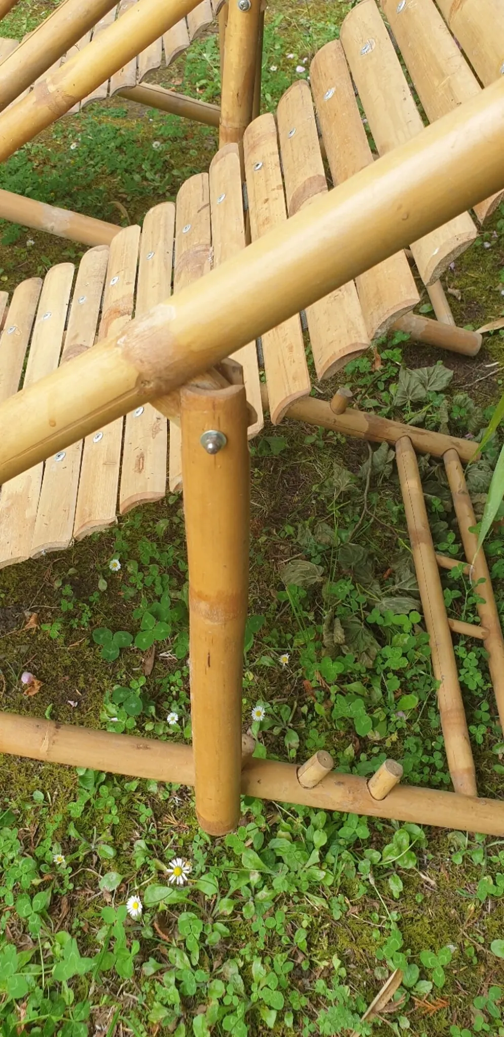 Paire de chaises longues en bambou, transats