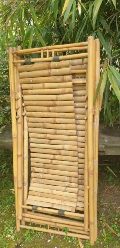 Paire de chaises longues en bambou, transats