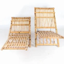 Paire de chaises longues en bambou
