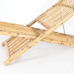 Paire de chaises longues en bambou