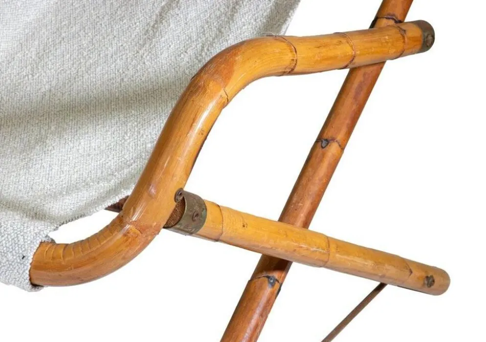 Paire de chaises longues vintage en bambou et laiton par Vivai Del Sud, années 1970