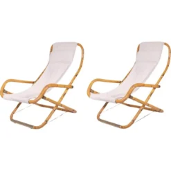 Paire de chaises longues vintage en bambou et laiton par Vivai Del Sud, années 1970
