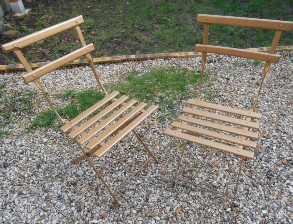 Paire de chaises pliante de jardin ou de bistrot ancienne