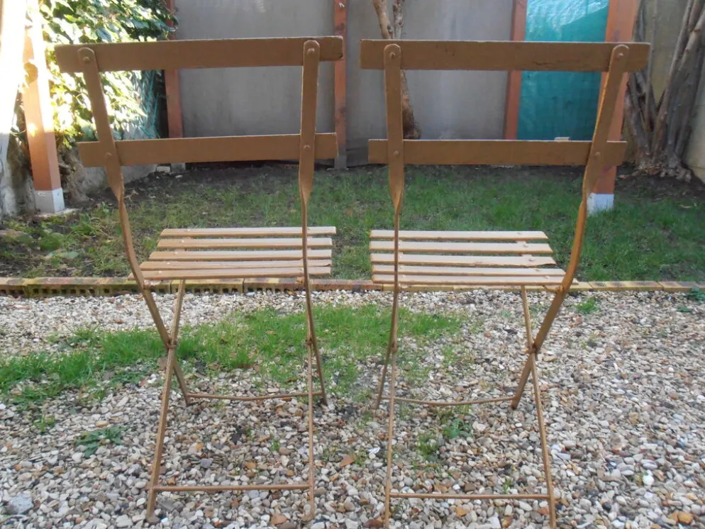 Paire de chaises pliante de jardin ou de bistrot ancienne