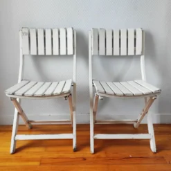 Paire de chaises vintage 1960/70 pliantes en bois