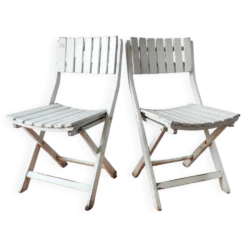 Paire de chaises vintage 1960/70 pliantes en bois