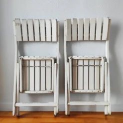 Paire de chaises vintage 1960/70 pliantes en bois