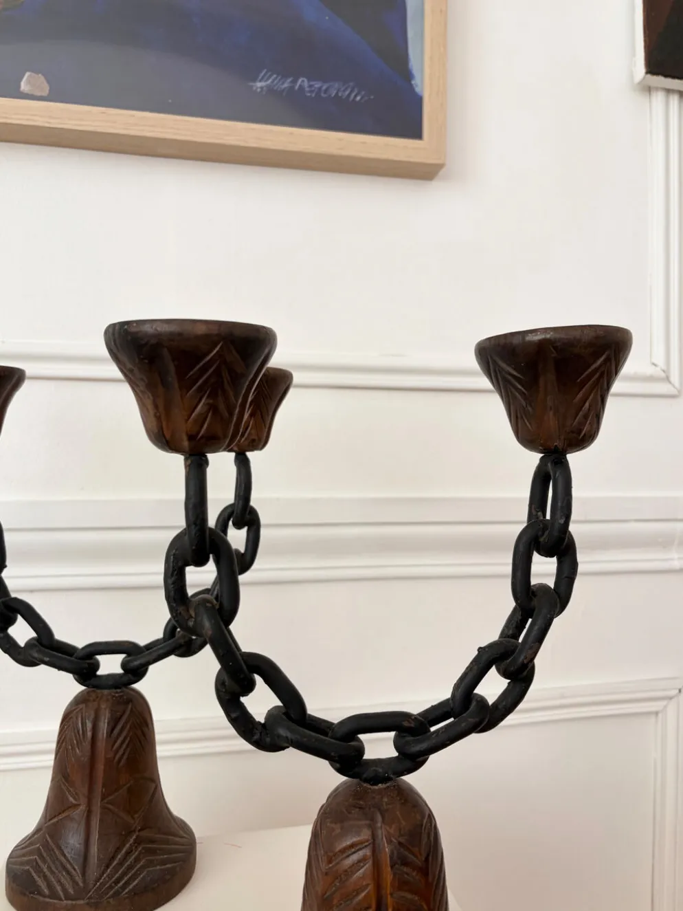 Paire de chandeliers brutalistes