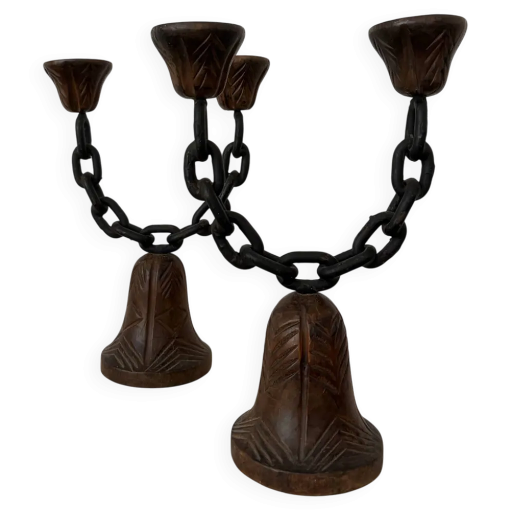 Paire de chandeliers brutalistes