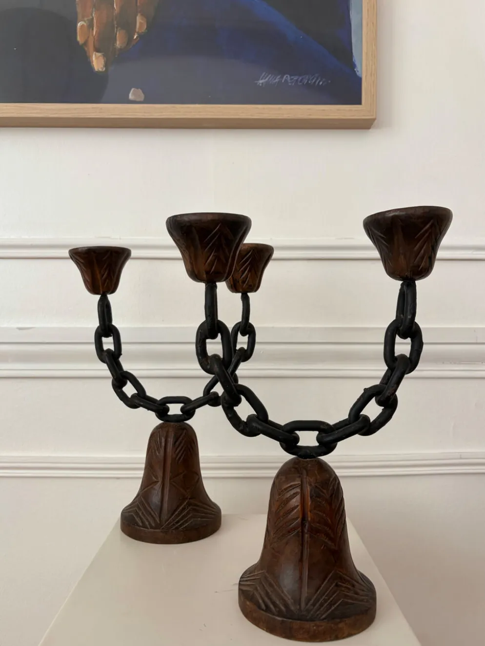 Paire de chandeliers brutalistes