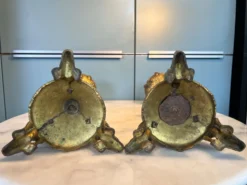 Paire de chandeliers néo-gothiques h=42cm