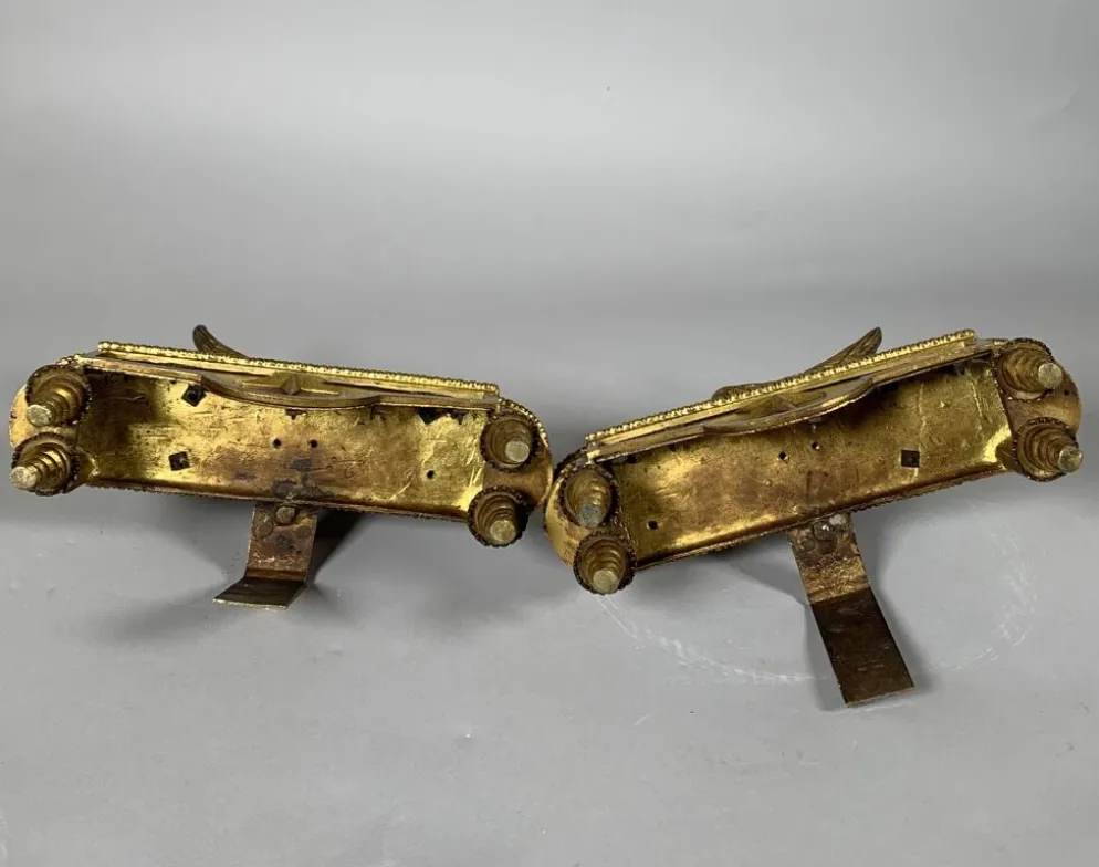 Paire De Chenets Aux Sphinges d'époque Directoire XVIIIème Siècle Attribué