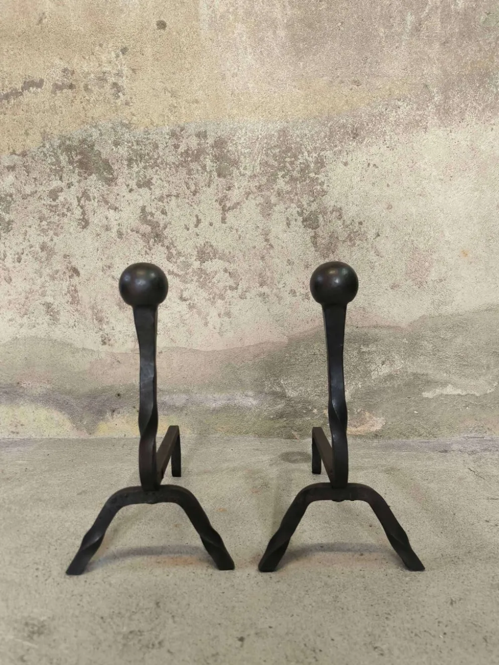 Paire de chenets brutalistes
