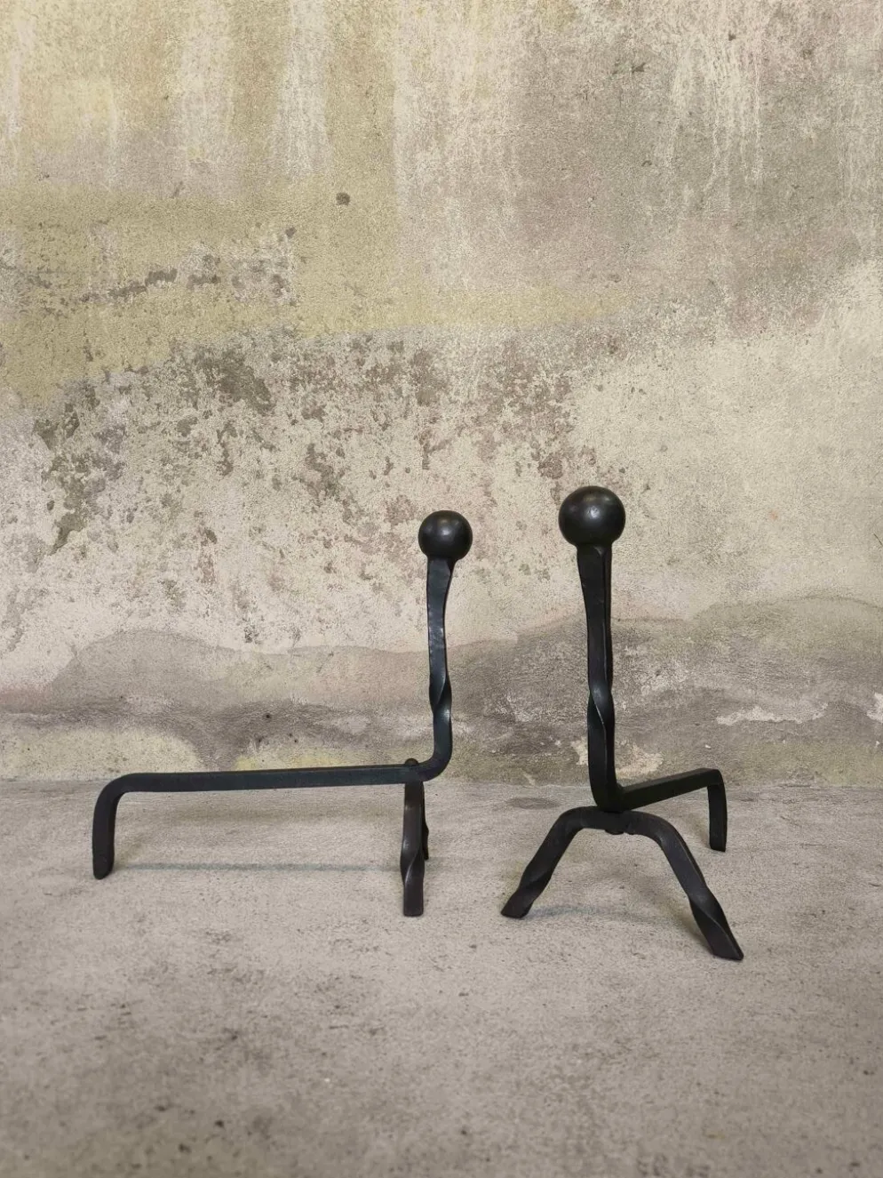 Paire de chenets brutalistes