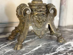 Paire de chenets de style Louis XIV en bronze d’après un dessin de André-Charles Boulle