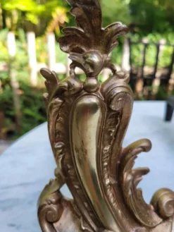Paire de chenets en bronze doré Louis XV