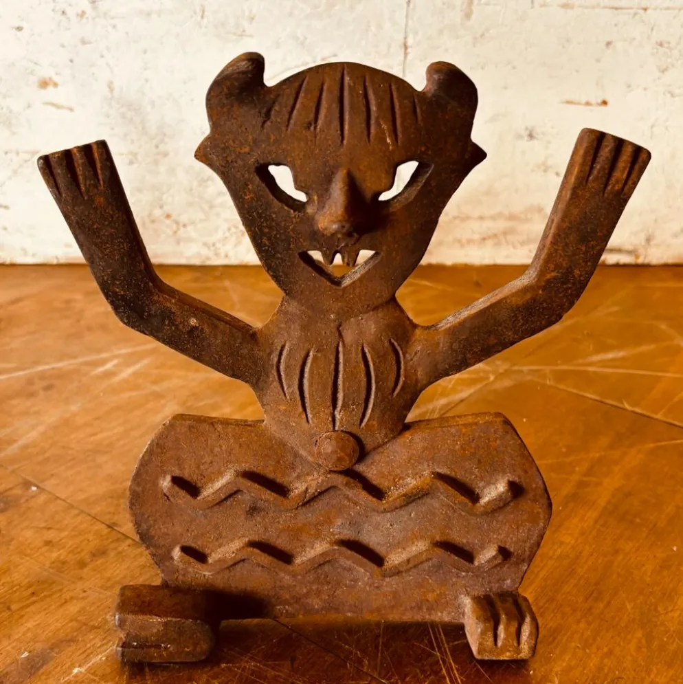 Paire de chenets en fonte- Diable & Diablesse – Début du 20ème siècle