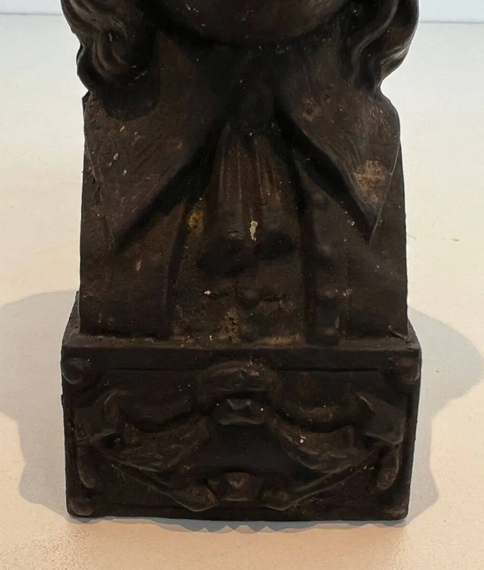 Paire de Chenets en Fonte à l’Effigie de Beethoven. France. Vers 1900.