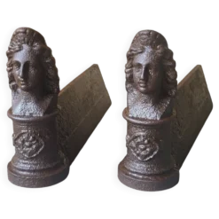 Paire de chenets en fonte XIXème