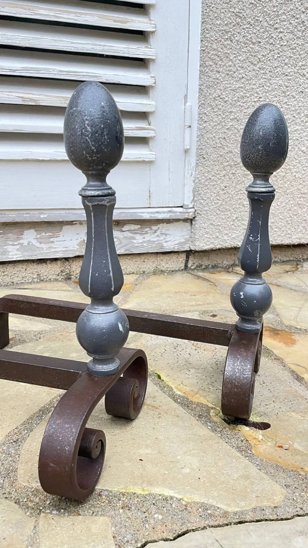 Paire de CHENETS Géométriques VINTAGE