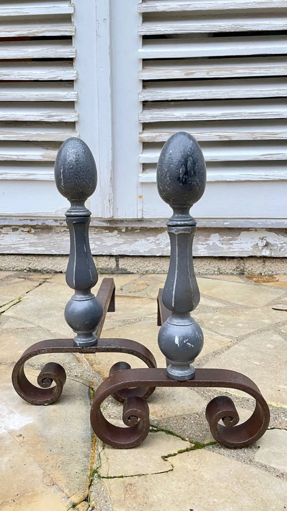 Paire de CHENETS Géométriques VINTAGE