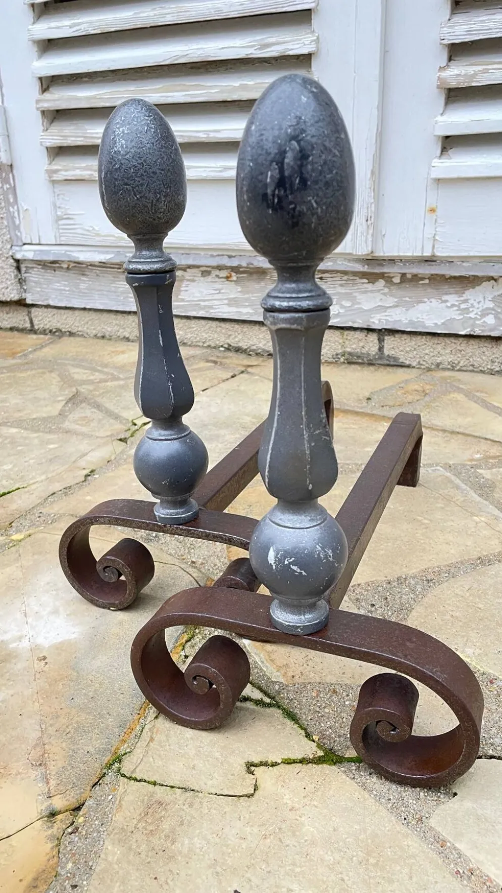 Paire de CHENETS Géométriques VINTAGE