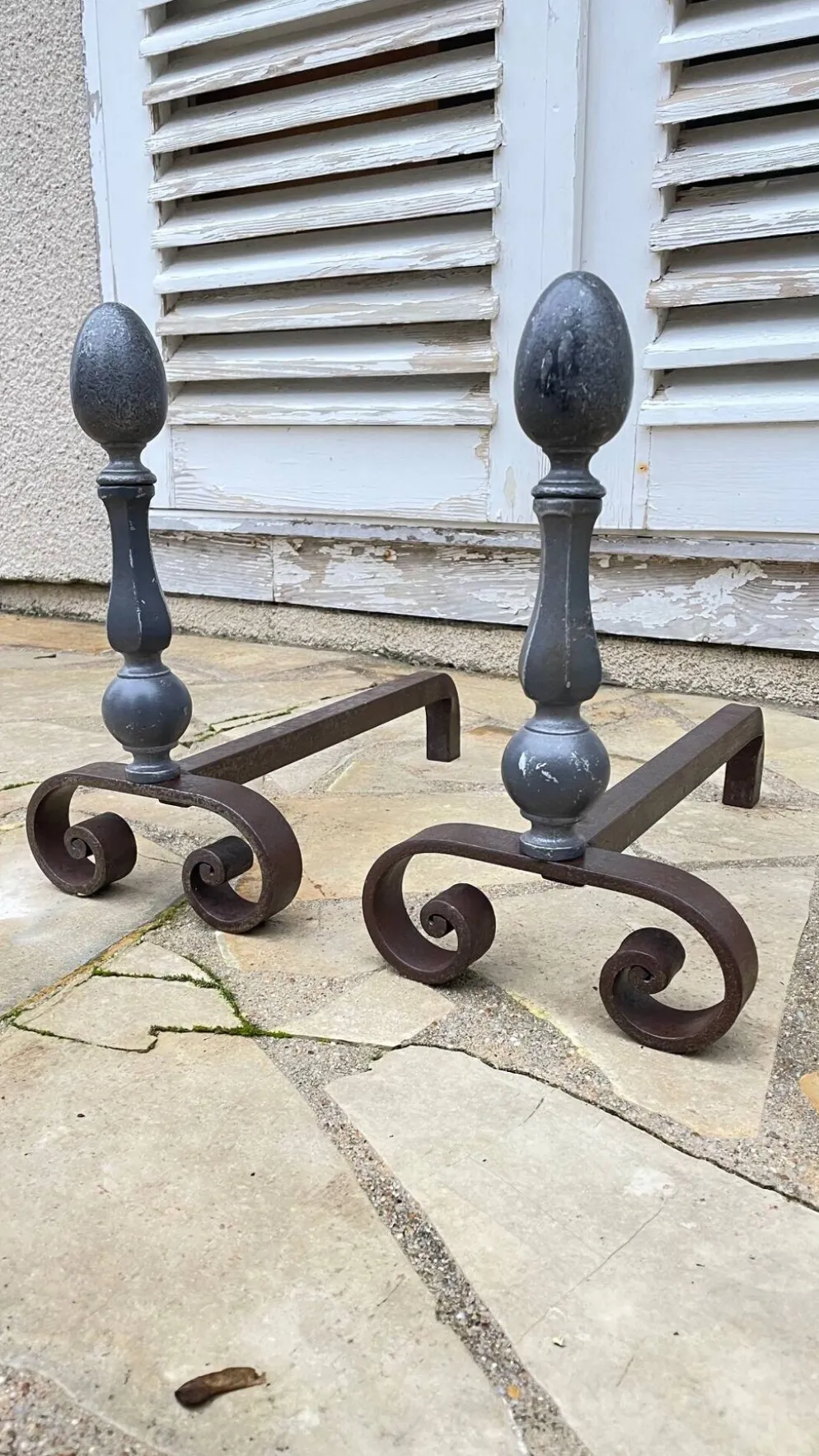 Paire de CHENETS Géométriques VINTAGE